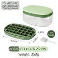 Green 28-grid silicone ice cube tray set with storage box and matching white scoop - Flat Lid Ice Cube Set-Green-28 Grids-With Scoop