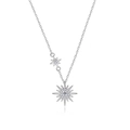 Elegant S925 sterling silver hexagram star necklace with sparkling moissanite stones - Platinum