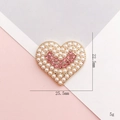 Detail of heart shape alloy accessory with white pearls and pink rhinestones - Gold Heart Pink