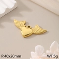 Golden heart winged pendant made of polished stainless steel for DIY jewelry making - Heart with Wings Style (KLJ2647-Z)