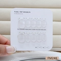 Handmade sheer french cat-eye press-on nails set with elegant white tips and size card - Translucent White French Cat Eye Style-Size S (FM246-S)