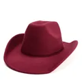 Chapeau de cowboy western classique en feutre de laine bordeaux avec couronne pincée et bord - M (57cm) / Bordeaux