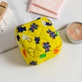 Yellow quilted fabric storage pouch with cute cartoon bear pattern and zipper closure - Bears on Yellow