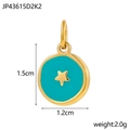 Pendentif rond doré avec émail bleu sarcelle et étoile, dimensions 1,5cm par 1,2cm - JP43615D2K2-Disque étoile bleu
