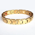 Polished gold titanium magnetic therapy bracelet with colorful inset stones and links - Pure Titanium Gold 4-in-1 Bio Base
