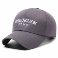 Dark gray cotton baseball cap featuring white Brooklyn Est 1631 embroidery - Gray