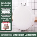 White round PE cutting board with 38cm diameter and 8cm thickness, stainless handle - Diameter 38cm * Thickness 8cm / White