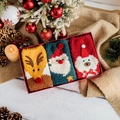 3-pair Christmas gift box with fuzzy Santa Claus and elk patterned coral fleece socks - One Size / Yellow Reindeer, Navy Santa And Red Bear Styles (8010 Ginger Deer)