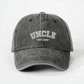 Casquette de baseball rétro délavée gris foncé avec broderie 3D blanche UNCLE 2025 - Noir