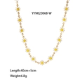 Bohemian style 18K gold daisy necklace with white enamel petals and adjustable chain - White Style (YYN023068-W)