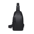 Wasserdichte schwarze Brusttasche für Herren mit Nylonband und praktischem USB-Anschluss - Schwarz