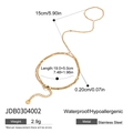 Detailed technical diagram of a waterproof 18K gold stainless steel zircon hand chain - Bracelet Ring Integrated Chain (JDB0304002)