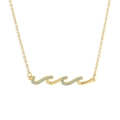 Minimalistische golfketting van s925 zilver in goud met lichtblauwe zirkonia's - 925 Zilver (40+5cm) / Goud (Lichtblauw Zirkonia)