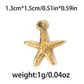 Golden 304 stainless steel starfish pendant charm for DIY jewelry making 1.3cm x 1.5cm - TP0423-02 Gold 1.3x1.5cm