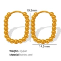 Minimalist golden beaded stainless steel geometric hoop earrings for women - Oval Beaded Style (EH275) / Gold