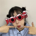 Christmas party glasses featuring red HO HO HO frames and white snow detail decoration - HOHO Christmas Letters