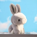Realistic white and gray plush rabbit keychain doll on a soft blue sky background - Approx 10cm / Gray