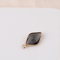 Macro shot of a rhombic black crystal pendant with a gold plated bezel and top loop - Matte Black (8#)