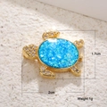 Gold turtle pendant with blue opal shell and sparkling crystals, 2cm width and 1.7cm height - Bright Blue Opal-look Turtle (A0113)