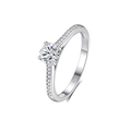 Classic 925 sterling silver ring featuring a round moissanite in a four-prong setting - Fdjz-411-0.5ct Moissanite (d Color)