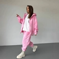 Women's pink tie-dye tracksuit featuring a zip-up hoodie and high waist joggers - S / Pink Tie Dye