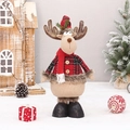 Christmas reindeer plush doll in red buffalo plaid shirt and scarf holiday decoration - Red Plaid Reindeer / Standing / 46cm