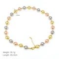 Detail of 12mm tricolor metal beads necklace with 45+5cm length and lobster clasp - DN240651-A-12mm Three-Color Splicing Style / 12mm