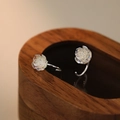 Iriserende roos oorbellen met S999 sterling zilveren haken voor dames - 990 zilver / Zilver
