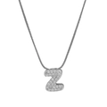 Silver letter Z pendant necklace with sparkling zircon inlay and sleek snake chain - Silver Z / Silver
