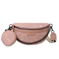 Marsupio in pizzo rosa con portamonete rotondo e tracolla larga geometrica - Rosa