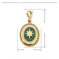 Technical dimensions for teardrop stainless steel pendant with green stone and star inlay - 3 Pcs/Pack / Gold-Malachite Starburst (YF180)