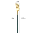 Forchetta dorata con manico verde scuro lunghezza 19,5 cm in acciaio inossidabile lucidato - Forchetta / Nero e Oro