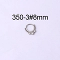 8mm silver stainless steel septum ring with cubic zirconia stones and bead detail - Large Zircon Beaded Style (3#-8MM) / 8mm