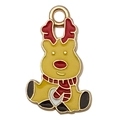 Christmas reindeer enamel charm in red and gold finish for DIY jewelry making - Reindeer B 20x13mm