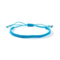 Handmade royal blue woven rope bracelet with adjustable sliding knot and silver beads - Blue