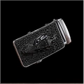 Men's business automatic belt buckle in black metal with embossed 3D dragon scale texture - Style 6 (Silver Buckle)