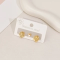 Boucles d'oreilles feuille et clous en zircone en acier inoxydable doré 18 carats - Or Feuille d'érable