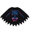 Mantello da scheletro per Halloween con stampa ossa galassia e orlo seghettato - Ossa della galassia colorata / Mantello con cappuccio scheletro per bambini