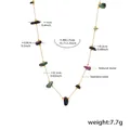 Gouden roestvrijstalen ketting met onregelmatige natuurstenen hangers in veel kleuren - Veelkleurig