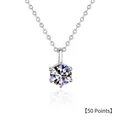 925 sterling silver necklace with 0.5 carat moissanite pendant in six-prong setting - 0.5 Carat White Moissanite/White Gold