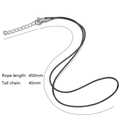 Black necklace cord 450mm with silver lobster clasp and 45mm extension chain detail - Wax Cord 50pcs/pack