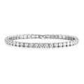 Classic silver tennis bracelet with brilliant AAA zircon stones and folding clasp - Round 4mm / Silver