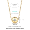 Dettaglio della collana in argento S925 e moissanite con dimensioni e peso specificati - N14890/Oro Tondo Collana