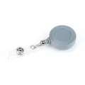 Solid grey retractable badge reel with durable metal hook and PVC ID strap - Gray