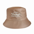 Close-up of khaki bucket hat featuring detailed embroidery and fine fabric texture - 55-58cm / Khaki (Vintage)