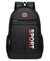 Black sport backpack with red vertical stripe and white SPORT text on oxford fabric - 8008 Orange
