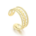 Bague ouverte dorée à trois couches perlées style vintage minimaliste pour femme - Perles Triple Couches Or (KR105260--KFC)