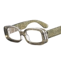 Chic thick square sunglasses with 3D olive green and gold floral pattern frames - C18 Brown Floral Frame Clear Lens