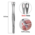 Pinze per piercing autobloccanti da 14,5 cm con foro da 5 mm per un uso di precisione - Pinzette aperte rotonde
