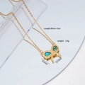 Collana in titanio dorato con pendente a farfalla in conchiglia verde e specifiche di misura - Tono Oro Con Conchiglia di Abulone